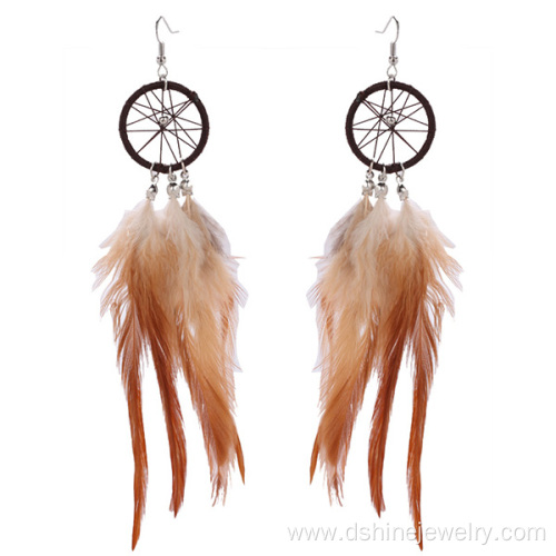 New Cool Punk Feather Women's Long Tassel hook Earrings